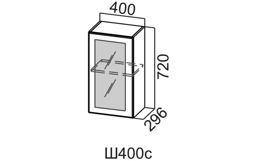 Шкаф Навесной «Геометрия Ш400С/720» Со Стеклом