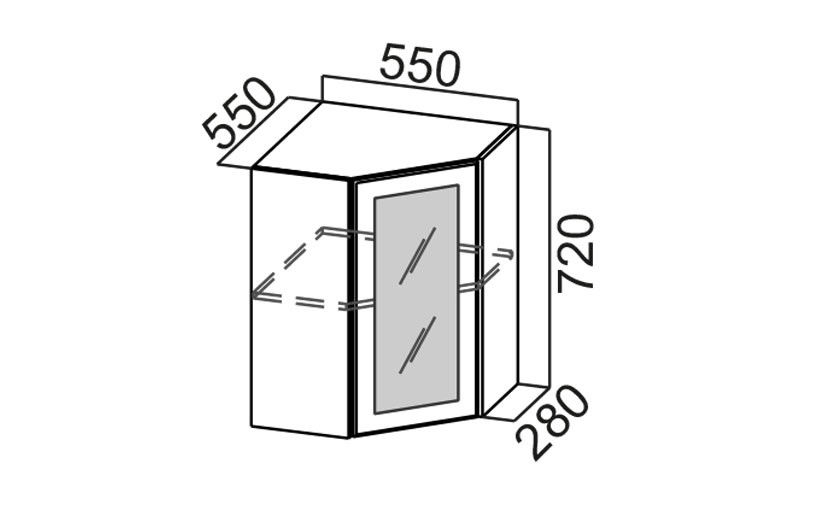 Шкаф Навесной «Геометрия Ш550УС/720» Угловой Со Стеклом