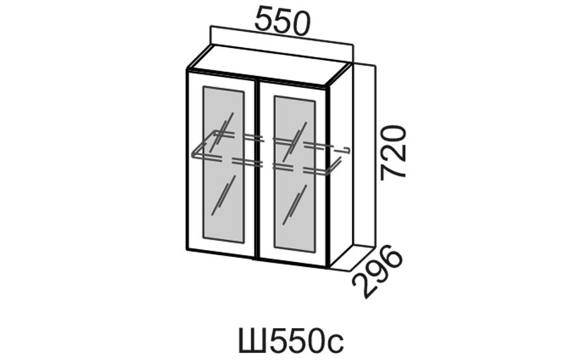 Шкаф Навесной «Геометрия Ш550С/720» Со Стеклом