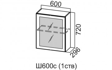 Шкаф Навесной «Геометрия Ш600C/720» 1 Створка Со Стеклом
