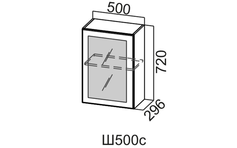 Шкаф Навесной «Геометрия Ш500С/720» Со Стеклом